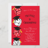 Dice Casino Gambling Graduparty Invitation Kaart (Voorkant)