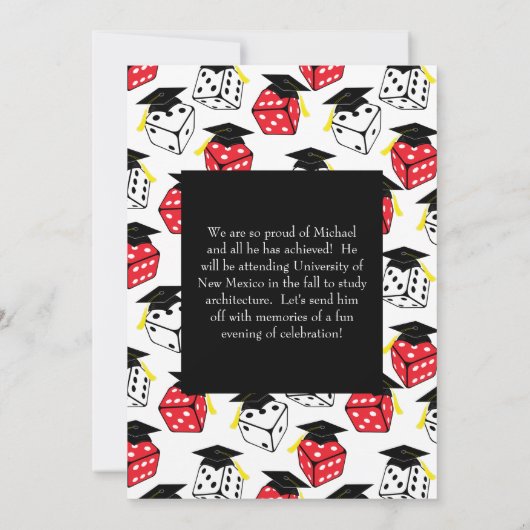 Dice Casino Gambling Graduparty Invitation Kaart (Achterkant)