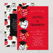 Dice Casino Gambling Graduparty Invitation Kaart (Voorkant / Achterkant)