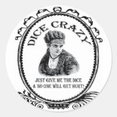 Dice Crazy Ronde Sticker (Voorkant)