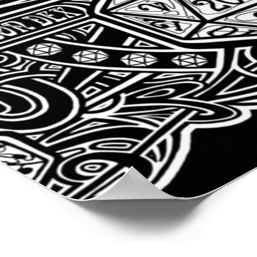 Dice Deco D20 voor donkere objecten Poster (Hoek)