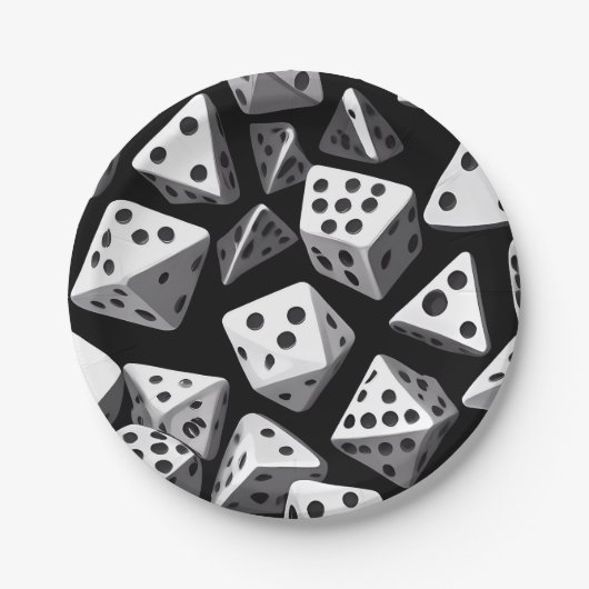 Dice Delight: een geometrische cascade Papieren Bordje (Voorkant)