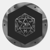 Dice | Fantasy Old School Tabletop PnP Gamer Ronde Sticker (Voorkant)