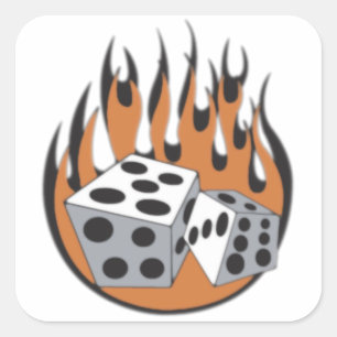 Dice Flames Vierkante Sticker