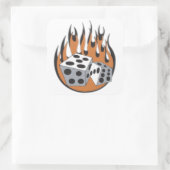 Dice Flames Vierkante Sticker (Tas)