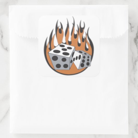 Dice Flames Vierkante Sticker (Tas)