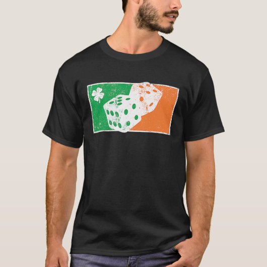 Dice Game St Patrick's Day Irish Flag C Distressed T-shirt (Voorkant)