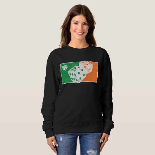 Dice Game St Patrick's Day Irish Flag C Distressed Trui (Voorkant volledig)