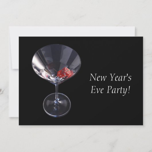 Dice Glass Party Time New Year's Eve Invitation Kaart (Voorkant)