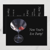 Dice Glass Party Time New Year's Eve Invitation Kaart (Voorkant / Achterkant)