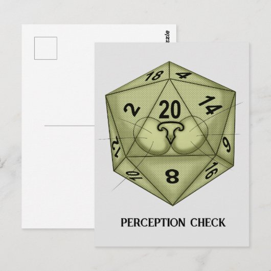 Dice. Kat. D20 perceptiecontrole Briefkaart (Voorkant / Achterkant)