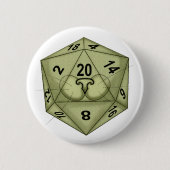 Dice. Kat. D20 perceptiecontrole Ronde Button 5,7 Cm (Voorkant)