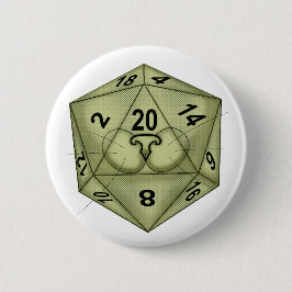Dice. Kat. D20 perceptiecontrole Ronde Button 5,7 Cm