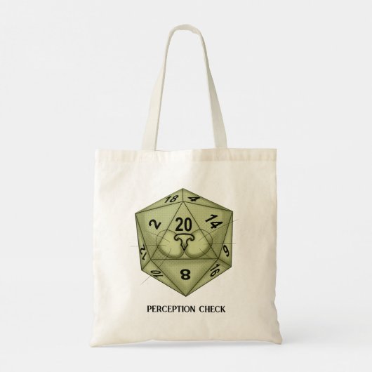 Dice. Kat. D20 perceptiecontrole Tote Bag (Achterkant)