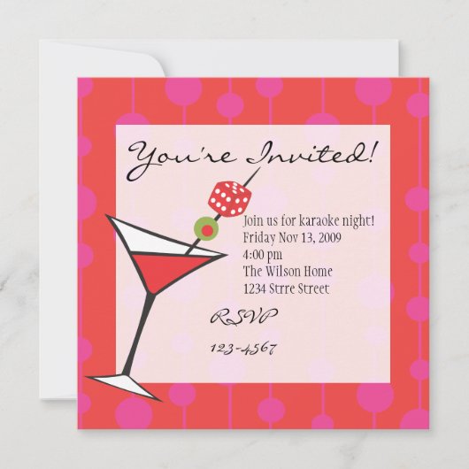 Dice Martini Kaart (Voorkant)