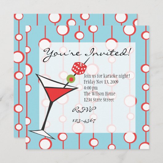 Dice Martini Kaart (Voorkant / Achterkant)