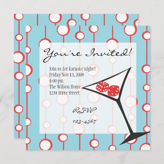 Dice Martini Kaart (Voorkant / Achterkant)