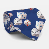 Dice met kleurrijke Stippen op Navy Stropdas (Opgerold)