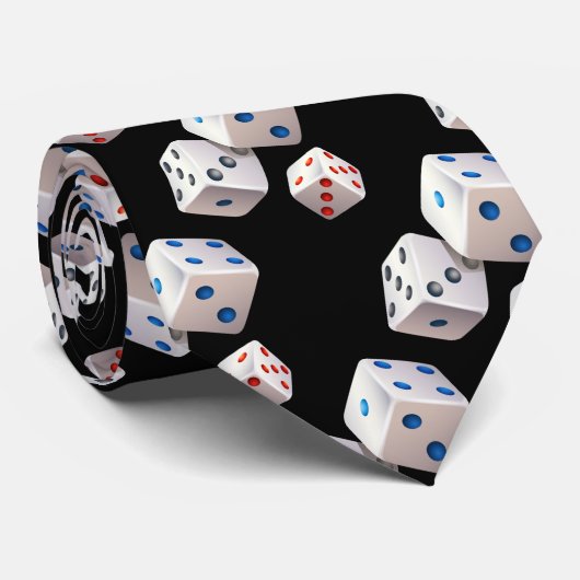 Dice met kleurrijke Stippen op zwart Stropdas (Opgerold)