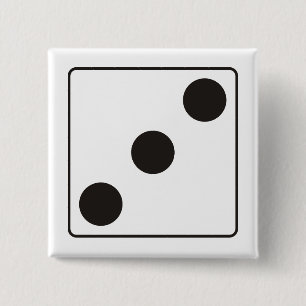 DICE-nummers van pips 3 + uw ruggengraat. Vierkante Button 5,1 Cm