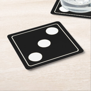 DICE-nummers witte pips 3 + uw ruggengraat. Kartonnen Onderzetters