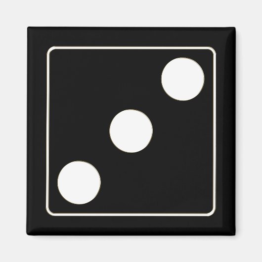 DICE-nummers witte pips 3 + uw ruggengraat. Magneet (Voorkant)