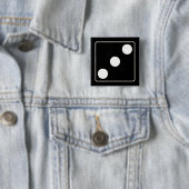 DICE-nummers witte pips 3 + uw ruggengraat. Vierkante Button 5,1 Cm (In situ)