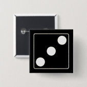 DICE-nummers witte pips 3 + uw ruggengraat. Vierkante Button 5,1 Cm (Voorkant /achterkant)