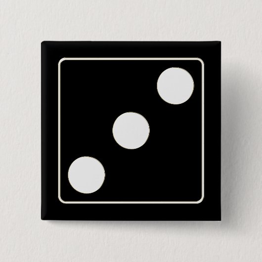 DICE-nummers witte pips 3 + uw ruggengraat. Vierkante Button 5,1 Cm (Voorkant)