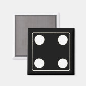 DICE-nummers witte pips 4 + uw ruggengraat. Magneet (Voorkant / Achterkant)