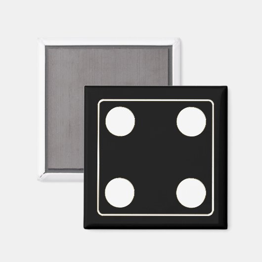 DICE-nummers witte pips 4 + uw ruggengraat. Magneet (Voorkant / Achterkant)