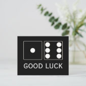 DICE-nummers witte pitten 1 + 6 + jouw tekst Briefkaart (Staand voorkant)