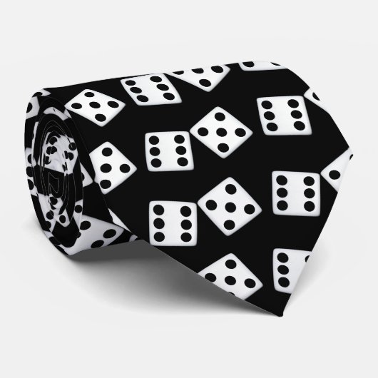 Dice op zwart Stropdas (Opgerold)