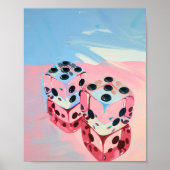 Dice Painting, muurprint – levendige blauwe roze k Poster (Voorkant)