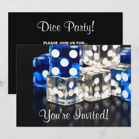 Dice Party Invitation Kaart (Voorkant / Achterkant)
