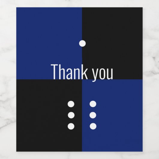 Dice polka dots dice patroon blue & black wijn etiket (Enkel label)