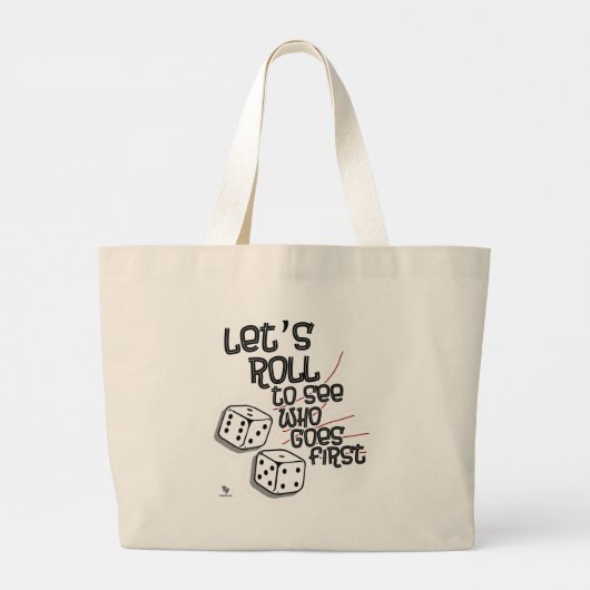 Dice Roll bekijkt wie er het eerste gameontwerp is Grote Tote Bag (Achterkant)