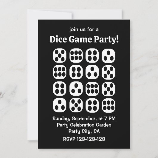 Dice Roll Game Party Kaart (Voorkant)