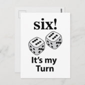 Dice Rolling Six Het is mijn beurt Roll Dice Briefkaart (Voorkant / Achterkant)