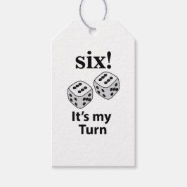 Dice Rolling Six Het is mijn beurt Roll Dice Cadeaulabel