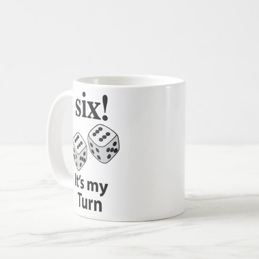 Dice Rolling Six Het is mijn beurt Roll Dice Koffiemok (Voorkant links)