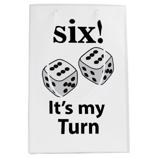 Dice Rolling Six Het is mijn beurt Roll Dice Medium Cadeauzakje (Voorkant)