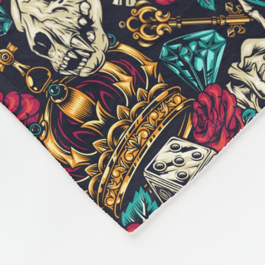 Dice skull roos kroonspel excentriek fleece deken (Hoek)