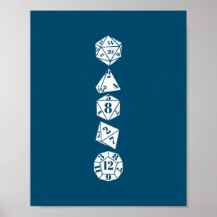 Dice w20 w12 w8 RPG-tabel top game geometrie rol Poster