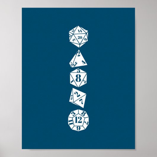 Dice w20 w12 w8 RPG-tabel top game geometrie rol Poster (Voorkant)