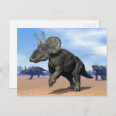 Diceratops/nedoceratops dinosaurussen in de woesti briefkaart (Voorkant / Achterkant)