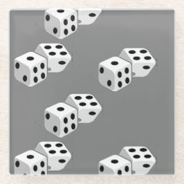 Dices op grijs patroon glazen onderzetter