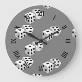 Dices op grijs patroon grote klok