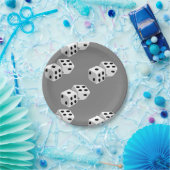 Dices op grijs patroon papieren bordje (Feest)