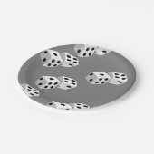 Dices op grijs patroon papieren bordje (Gekanteld)